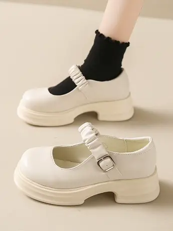 大头百搭白色英伦风厚底小皮鞋女2023新款夏季复古法式玛丽珍单鞋商品大图