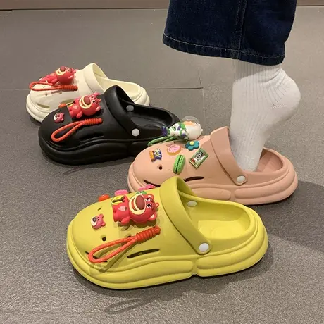 厚底防滑洞洞鞋女款2023夏季新款时尚网红百搭可爱卡通包头凉拖鞋商品大图