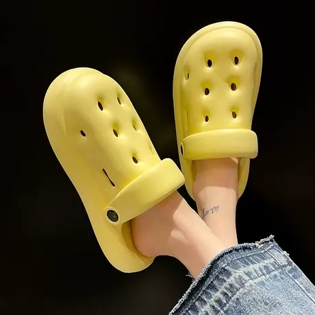 洞洞鞋女夏季20203年新款厚底防滑沙滩外穿包头两穿踩屎感凉拖鞋商品大图