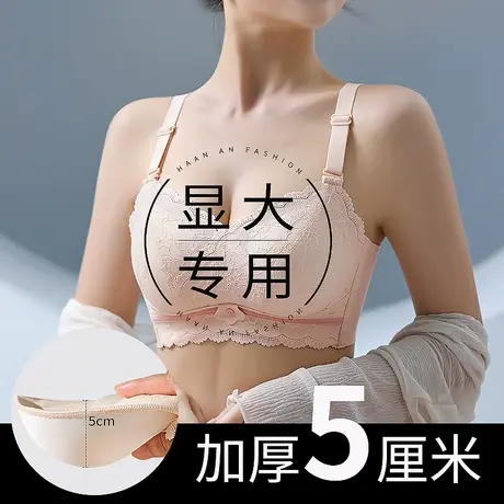 内衣女小胸聚拢加厚上托显大平胸专用不空杯胸罩特厚文胸8cm蕾丝商品大图