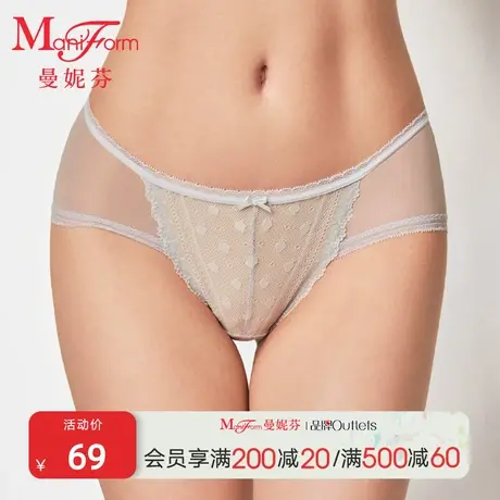 曼妮芬低腰三角性感裤蕾丝内裤女士纯棉底裆底裤舒适短裤20612281商品大图