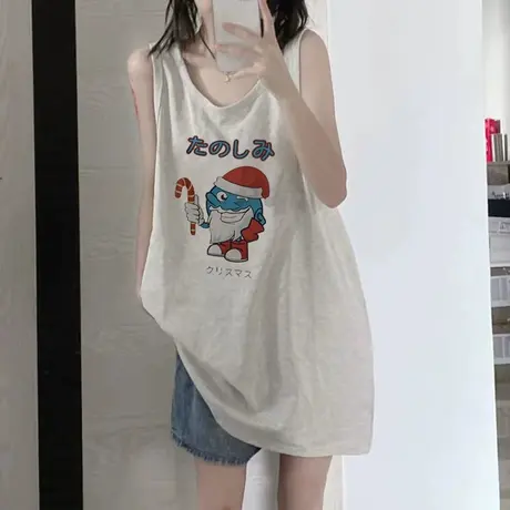 纯棉吊带运动坎肩背心无袖t恤女2023新款夏季外穿宽松篮球服上衣图片