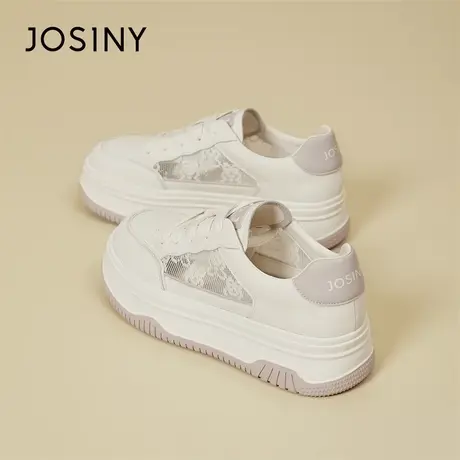 Josiny/卓诗尼小白鞋女2024新款春季透气平底运动休闲鞋厚底女鞋商品大图
