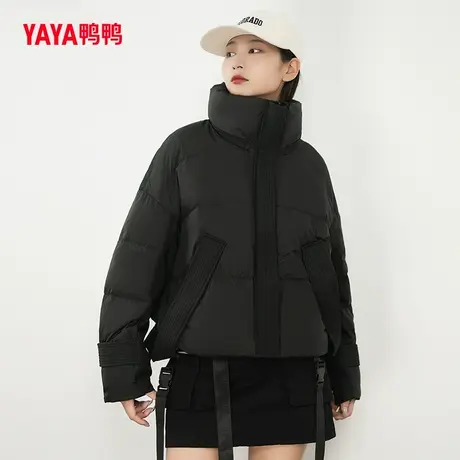 鸭鸭羽绒服女2023年短款立领韩版休闲时尚潮流保暖外套W图片