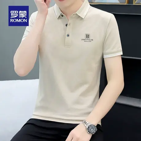罗蒙男士短袖Polo衫夏季薄款商务休闲男装上衣服带翻领冰丝棉T恤商品大图