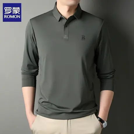 罗蒙polo衫男士春秋季商务休闲亲肤柔顺免烫抗皱百搭打底衫上衣图片
