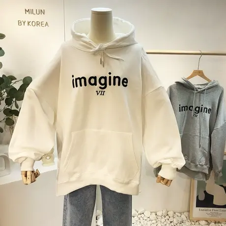 2021春季新款韩国东大门ins字母简约百搭运动休闲卫衣慵懒风大码图片