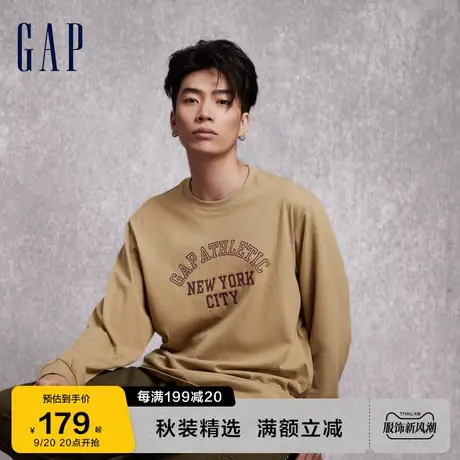 Gap男女装秋季2023新款LOGO纯棉廓形长袖T恤773183运动休闲上衣图片