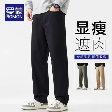 罗蒙美式潮牌休闲裤男士2025秋冬季新款纯棉宽松阔腿工装长裤子男商品大图