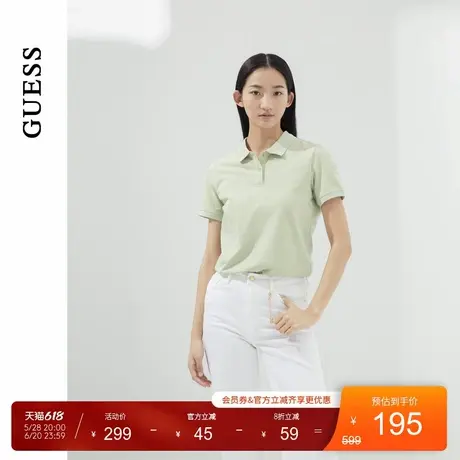 GUESS情侣款通勤纯色简约直筒经典款POLO衫-YO2K9471图片