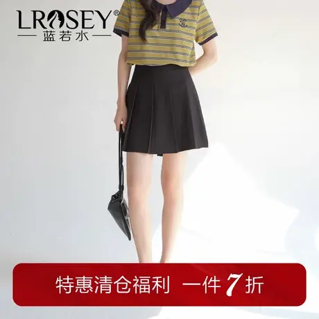 蓝若水大码女装高腰半身裙百褶裙2025夏装新款胖mm减龄A字裙短裙图片