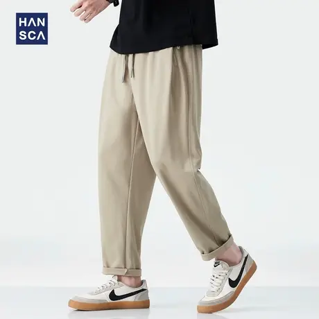 hansca爽滑针织斜纹莱赛尔天丝休闲裤男春夏季薄款透气垂感长裤子商品大图