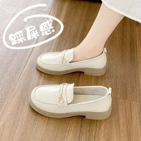 春季单鞋女一脚蹬真皮乐福鞋2025新款软底孕妇鞋子休闲妈妈鞋34码图片