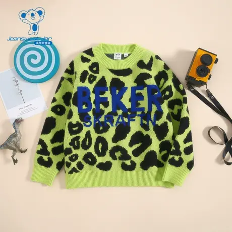 DX真维斯男童动物纹提花潮流毛衣 冬季 宽松厚款圆领线衫商品大图