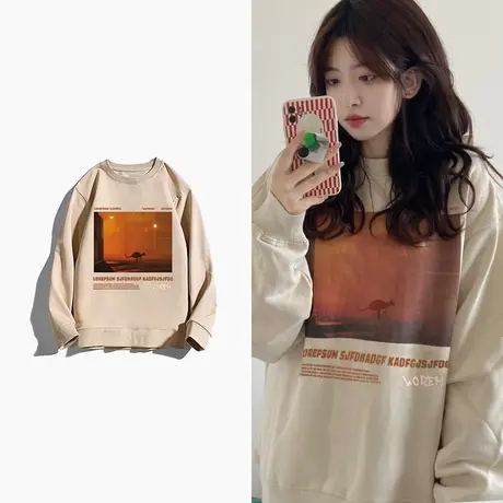 美式高街hiphop卫衣女ins春秋薄款宽松bf慵懒风oversize无帽外套图片