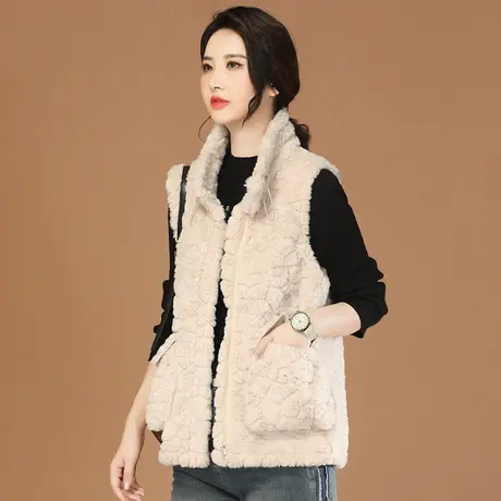 韩潮袭人高级感时尚羊羔毛马夹2023冬季新款宽松加厚保暖坎肩外搭商品大图