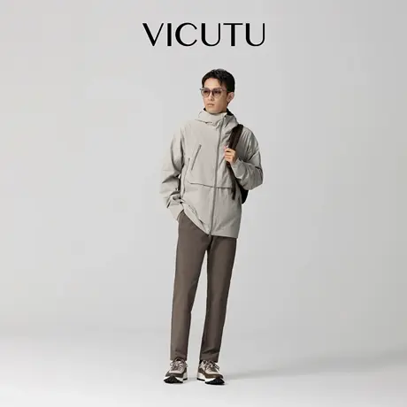 VICUTU威可多男士25秋季新款半高领休闲日常连帽外套百搭通勤风衣图片
