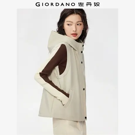 佐丹奴背心夹克女秋冬新款户外山系防风连帽软壳马甲外套05375697商品大图