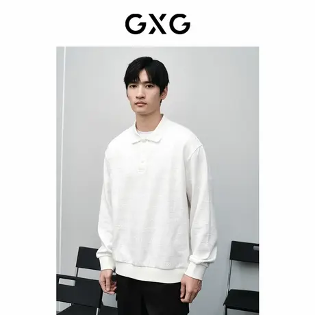 【X】GXG男装年系列白色提花卫衣24年春季品GFX13101631商品大图