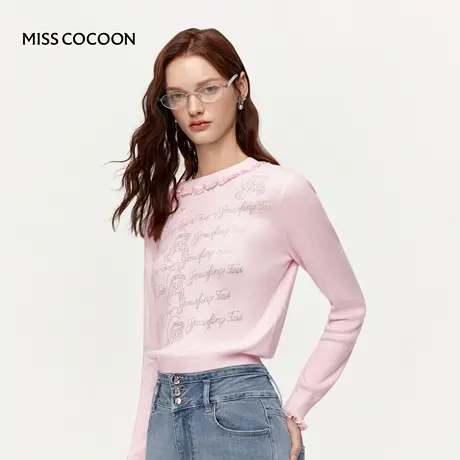 MISSCOCOON可可尼蓝精灵联名毛衫女2025冬季新款抗菌打底针织上衣图片