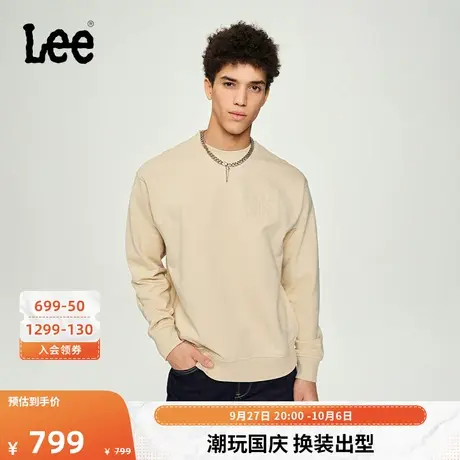Lee商场同款23秋冬新品舒适版立体压花米色男长袖卫衣LMT006274CS图片