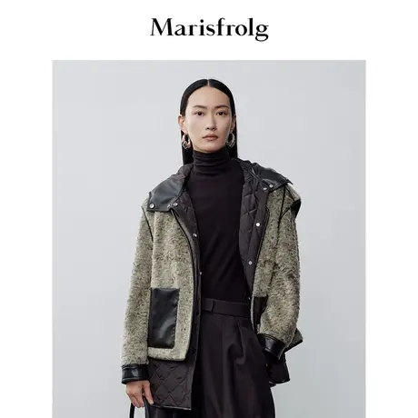 【艺术时装大衣】玛丝菲尔2023年冬季新款一衣多穿羊羔毛皮草外套图片
