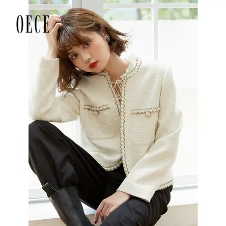 【买1送1】Oece早秋小香风短外套春装新款女装法式气质小外套商品大图
