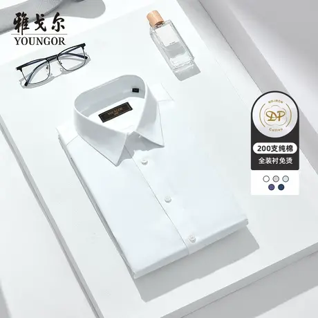 【刘畊宏同款】雅戈尔高端系列200支纱商务TNDP免烫装衬长袖衬衫商品大图