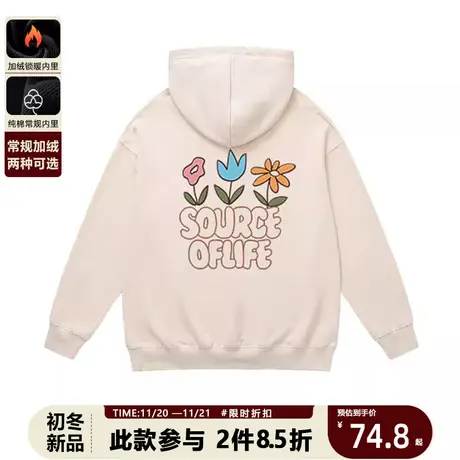 潮牌字母印花慵懒连帽卫衣秋冬季vintage复古宽松休闲运动风上衣商品大图