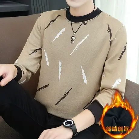 毛衣男冬季加绒加厚针织衫潮流保暖上衣服打底衫中学生冬装毛线衫商品大图