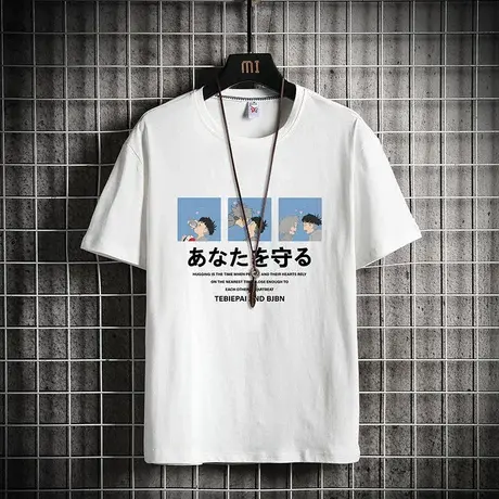 休闲短袖t恤男潮牌纯棉半袖上衣夏季新款韩版宽松体恤打底薄款tee商品大图