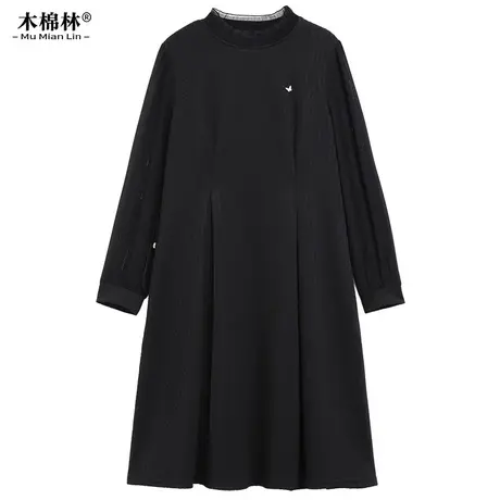 木棉林大码女装休闲连衣裙2024春款简约娃娃领胖mm显瘦宽松长裙图片