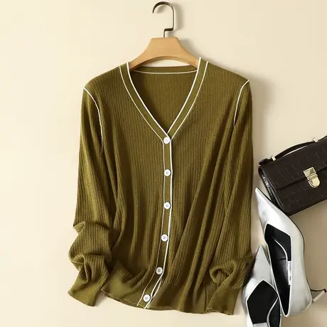 清仓！羊毛开衫女秋季新款外搭长袖上衣宽松显瘦百搭外套毛衣女商品大图