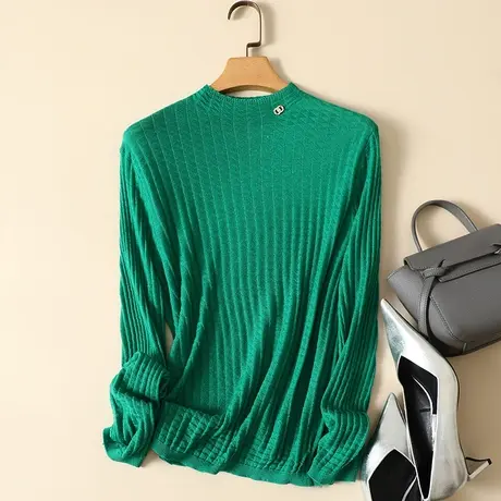半高领毛衣女春装2024年新款内搭长袖打底衫上衣宽松百搭针织衫女商品大图