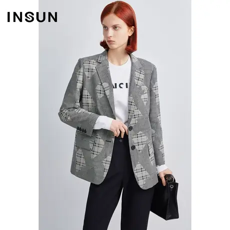 INSUN恩裳秋季千鸟格挺阔弹力西装外套图片