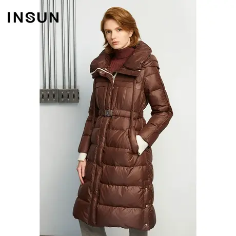 INSUN恩裳冬季轻盈腰带设计白鹅绒羽绒服商品大图