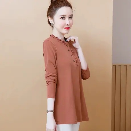 春秋装打底衫女长袖洋气减龄2025新款大码胖mm显瘦遮肚子上衣内搭商品大图