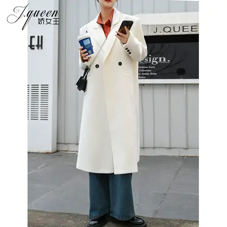 毛呢外套女中长款加厚秋冬季新款高级感气质韩版宽松百搭呢子大衣商品大图