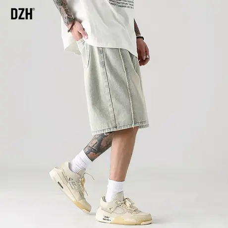 男士黄泥染牛仔裤短裤男夏季潮牌痞帅炸街裤子休闲百搭五分裤中裤商品大图