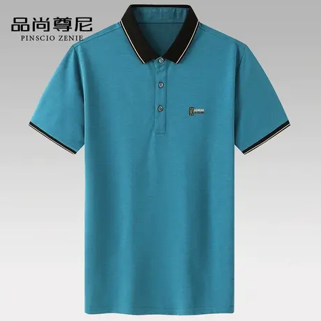 男士t恤短袖丝光棉撞色翻领商务休闲polo衫爸爸上衣中老年人夏装商品大图