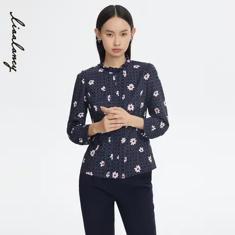 悦朗姿LANCY22春夏奥莱女士衬衫商场同款设计感小众长袖职业衬衫图片
