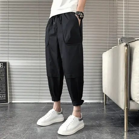 夏季裤子男潮流宽松工装九分裤9分ins潮牌休闲百搭学生哈伦运动裤商品大图