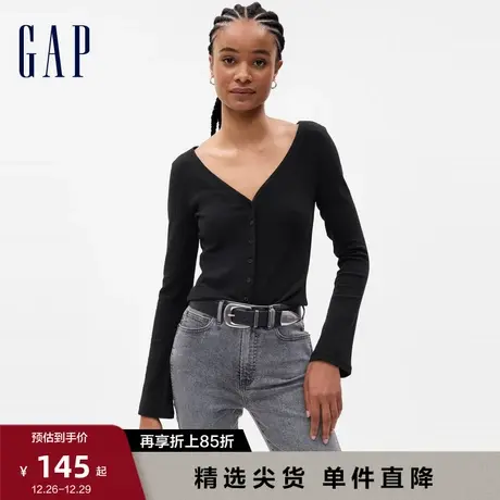 【女友T】Gap女装早春开衫V领长袖T恤高级时尚百搭休闲上衣757761图片