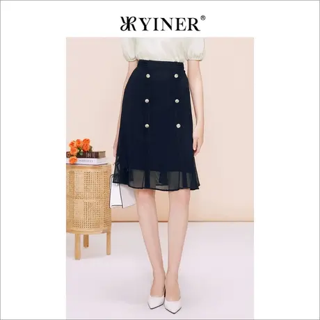 【醋酸抗皱】YINER音儿线上专选女装2023夏季通勤网纱半身裙商品大图