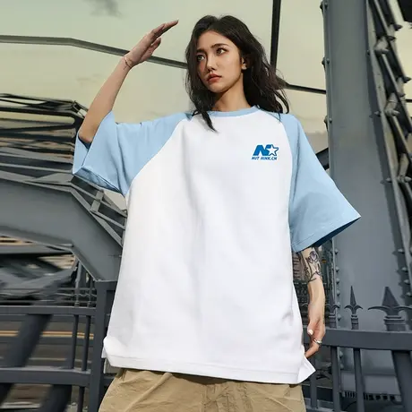 Nuthink加肥加大美式重磅插肩华夫格短袖T恤男潮牌ins半袖夏季潮商品大图