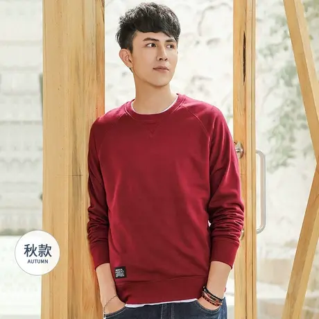 清仓特卖hansca秋冬季圆领卫衣男潮牌复古宽松套头加绒保暖长袖男商品大图