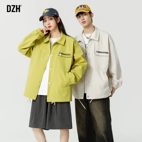 情侣翻领外套男春秋季潮牌飞行夹克男士休闲上衣2024年新款情侣装商品大图