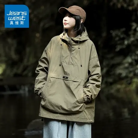 KZ真维斯秋冬季登山系冲锋衣男女同款情侣夹克外套卫衣服连帽户外商品大图