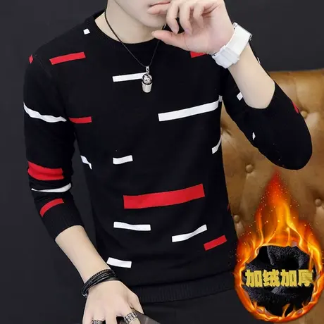 男士毛衣韩版潮流2023年新款秋冬季羊毛衫时尚青年加绒加厚针织衫商品大图