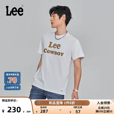 Lee商场同款101+23春夏新品舒适版白色男短袖logoT恤LMT0055003RX图片